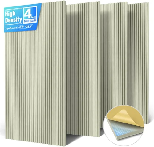 Vista 14 de Paquete de 4 paneles acústicos grandes que absorben el sonido con autoadhesivo, 47.2 x 23.6 x 0.36 pulgadas, paneles de espuma a prueba de sonido