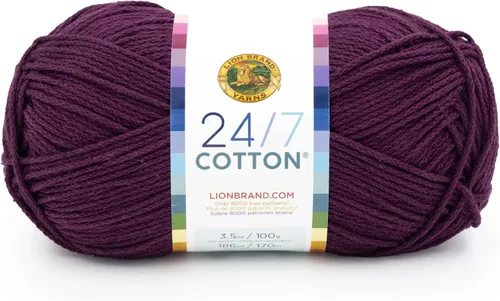 Vista 29 de Lion Brand Yarn - Hilo ligero 24/7 de algodón para tejer, hacer ganchillo y manualidades, Ámbar, paquete de 1 Light Worsted 100% Mercerized Cotton