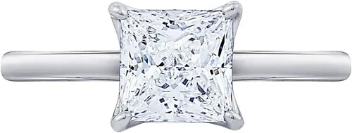 Vista 3 de Platinum or Gold plated Sterling Silver Princess-Cut Solitaire Ring made with Infinite Elements Cubic Zirconia