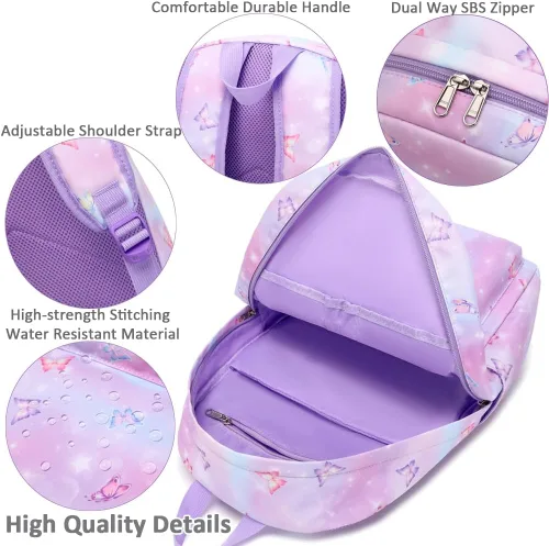 Vista 5 de Meisohua Mochila para niñas y escuelas primarias, mochila escolar para niños, bolsas escolares ligeras para niñas y niños