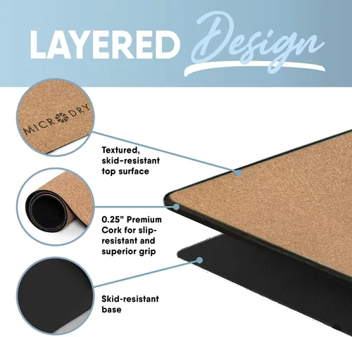 Vista 2 de MICRODRY Tapete de corcho para yoga, pilates, ejercicio y más, tapete de fitness para entrenamiento en casa, 72 pulgadas de largo x 26 pulgadas