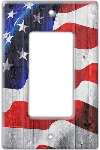 Vista 12 de Placa decorativa para interruptor de pared, placa decorativa de interruptor de bandera estadounidense, acabado de madera, ideal para porche y regalo