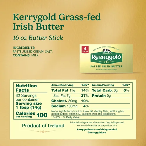 Vista 2 de Kerrygold Barras de Mantequilla Pura Irlandesa Alimentada con Hierba con Sal, 16 OZ