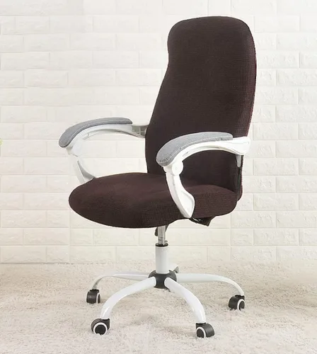 Vista 15 de LINGXIYA Funda elástica para silla de oficina, suave y cómoda, de tela de grano de maíz, resistente al agua, resistente a derrames, funda para silla