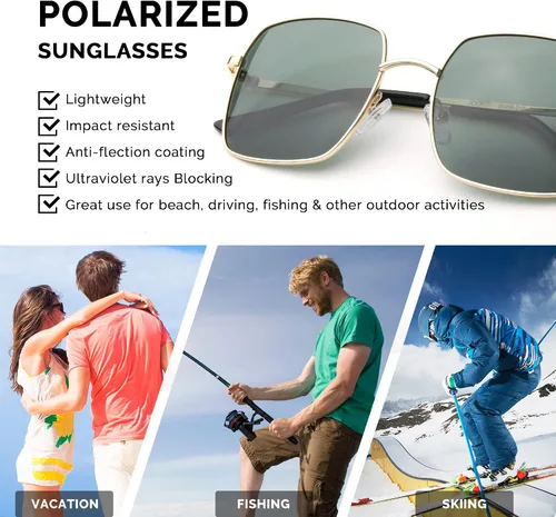 Vista 4 de JOO'RTI Polarized Square Oversized Sunglasses UV Protection for WomenMen