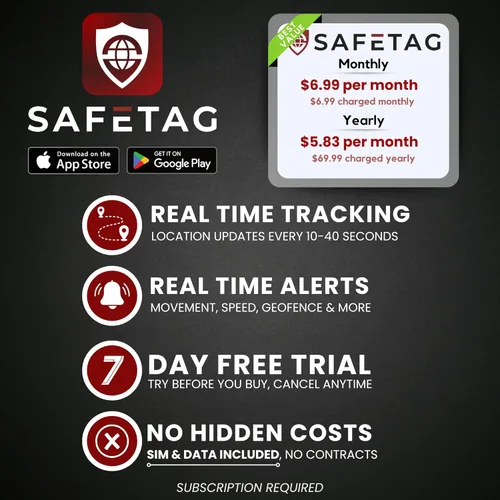 Vista 6 de SafeTag Mini rastreador GPS recargable 4G - 4G LTE, automóvil, furgoneta, motocicleta, etc. 34-205 países, seguimiento y notificaciones en tiempo