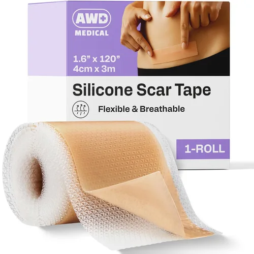 Vista 13 de AWD - Láminas de silicona para cicatrices quirúrgicas, cinta de silicona precortada de grado médico para cesárea, cinta de abdominoplastia, parches