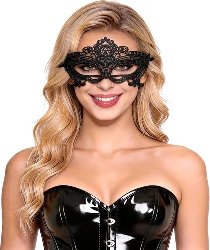 Vista 24 de Bonnie Z. Leonardo Máscaras de mascarada para mujer A-gato negro