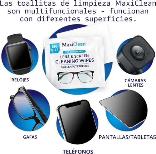 Vista 3 de Toallitas limpiadoras de lentes – Toallitas para lentes – 400 toallitas prehumedecidas envueltas individualmente para gafas, electrónica, teléfono