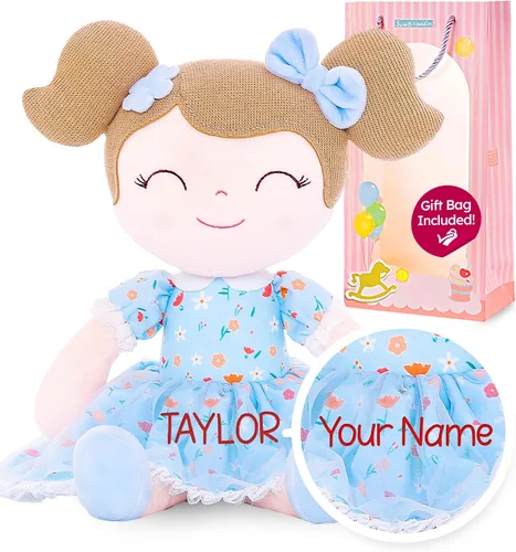 Vista 11 de Gloveleya Muñeca rizada personalizada con tu nombre – Bonita muñeca de felpa suave rosa personalizada para niñas, regalo personalizado