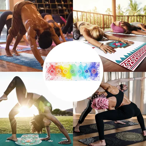 Vista 7 de Toalla para esterilla de yoga con bolsillos en las esquinas, toallas de yoga de microfibra para yoga caliente, antideslizantes, absorben la humedad