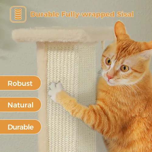 Vista 4 de PAWZ Road Poste Rascador Grande para Gatos de 32" de Alto, Poste Rascador para Gatos de Interior Adultos, Poste Rascador Definitivo con Sisal