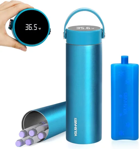 Vista 15 de YOUSHARES - Estuche de viaje enfriador de insulina eléctrico, refrigerador médico con temperatura personalizada y pantalla de 35-68°F, con banco