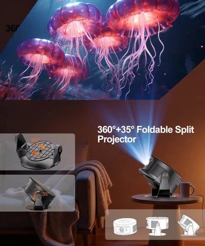 Vista 5 de Magcubic Proyector inteligente compatible con 2K, proyector portátil con WiFi 5 y Bluetooth 5.0, control de voz, Keystone automático, aplicaciones
