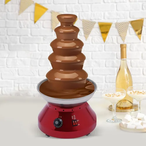 Vista 10 de Máquina de fuente de chocolate comercial de 5 niveles, derretidor de chocolate de acero inoxidable de gran capacidad de 7 libras con control preciso