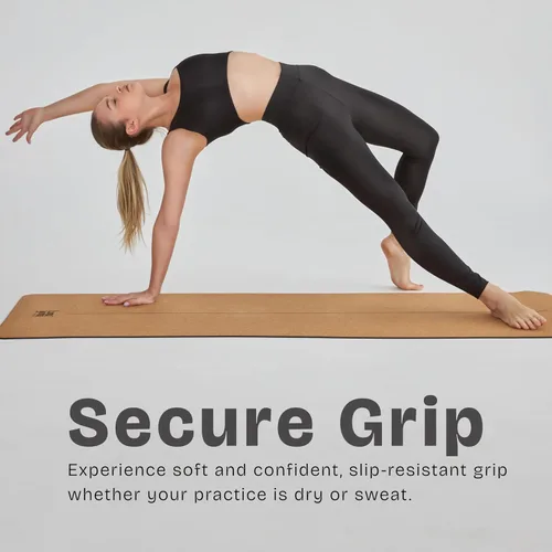 Vista 3 de LunaYena - Tapete de yoga de corcho, respetuoso con el medio ambiente, corcho natural antideslizante y base de goma no tóxica para mujeres