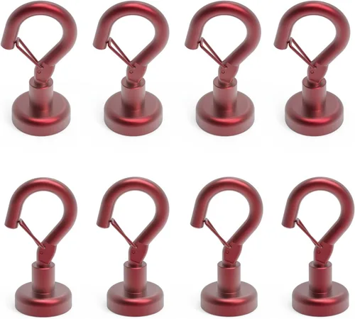 Vista 11 de Ant Mag Ganchos magnéticos negros resistentes con broche de presión de 22 libras, ganchos magnéticos fuertes, ideales para colgar en refrigerador