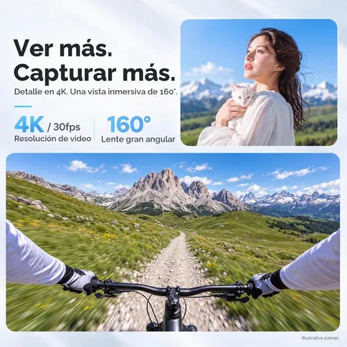 Vista 4 de SJCAM Cámara de vlogging C400 PRO 4K con micrófono inalámbrico, cámara de vlog de tarjeta de 128 GB, sensor ultra claro de 1/1.8 pulgadas, cámara