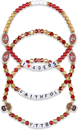 Vista 18 de FOCO NFL unisex-adult NFL Team Logo Officially Licensed 3-Pack Beaded Friendship Bracelets