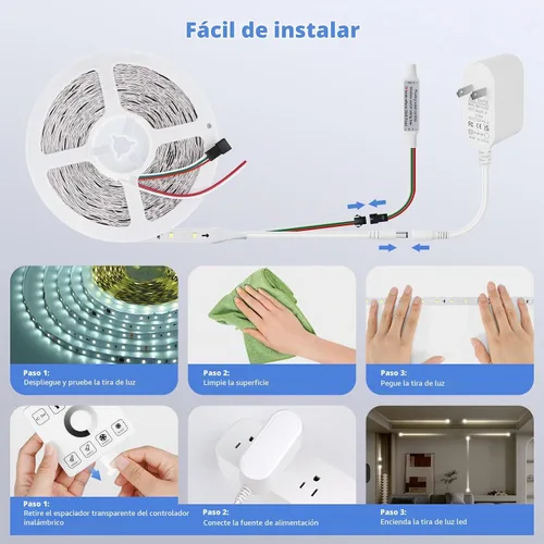 Vista 5 de Tira de luz LED que fluye agua corriente 65.6ft 6500K blanco