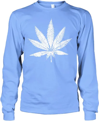 Vista 9 de Camiseta de manga larga White Weed Marijuana Leaf Cannabis 420 para hombre Negro