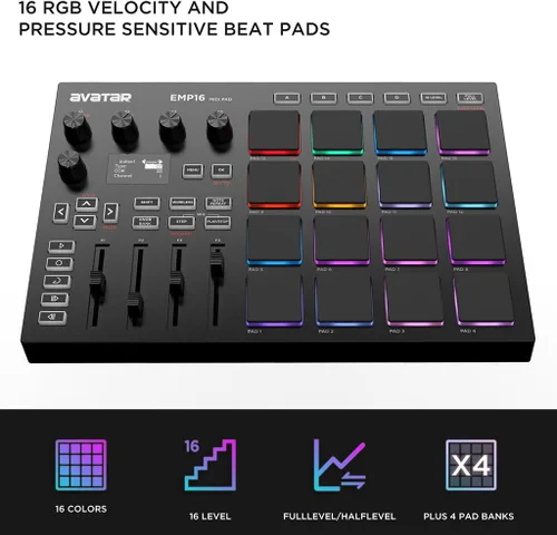 Vista 2 de EMP16 Bluetooth MIDI Beat Pad + EMK-25 USB MIDI teclado Contoller Bundle