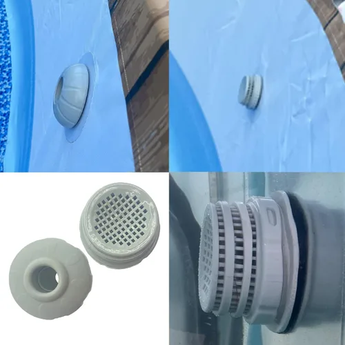 Vista 6 de Boquilla de chorro de agua de entrada de 1.25 pulgadas y soporte de manguera de filtro de salida, abrazadera de tubo, filtro de piscina, repuesto