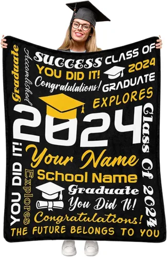 Vista 18 de Manta personalizada de graduación 2025, manta personalizada para regalo de graduación con nombre de la universidad, manta de felicitación