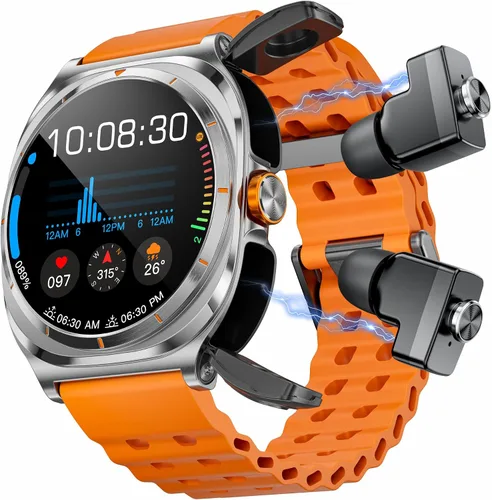 Vista 8 de Reloj inteligente 2 en 1 con auriculares para hombres TWS Auriculares inalámbricos Relojes inteligentes para teléfonos Android iOS con llamadas