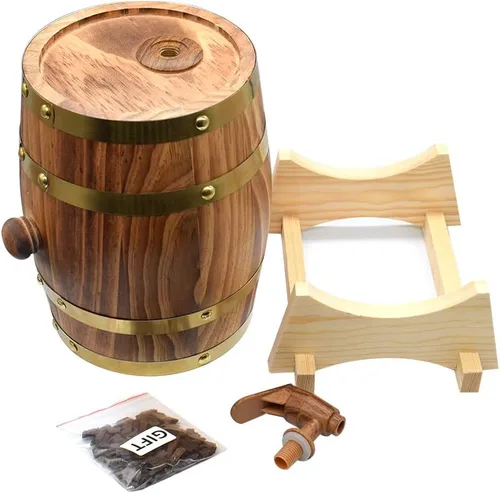 Vista 5 de Barriles grandes de roble envejecido, dispensador de barril de whisky, cubo de vino, sin fugas, para almacenamiento de vino, licores y whisky
