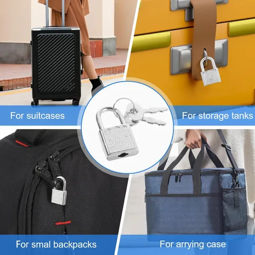 Vista 5 de 10 piezas Mini lindo diario candados pequeños candados de equipaje con llaves candado pequeño candado plateado maleta cerradura para cajas