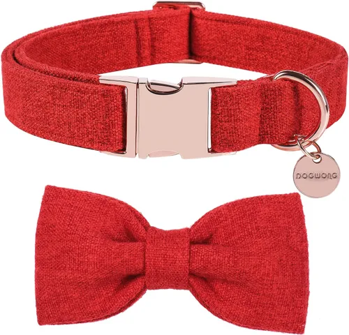 Vista 18 de DOGWONG Collar de algodón de cáñamo para perro con lazo, collar verde para mascotas, duradero, ajustable, collar para cachorros para perros