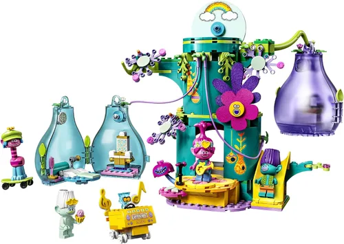 Vista 2 de LEGO Trolls World Tour Pop Village Celebration 41255 Trolls Tree House Kit de construcción para niños (380 piezas)