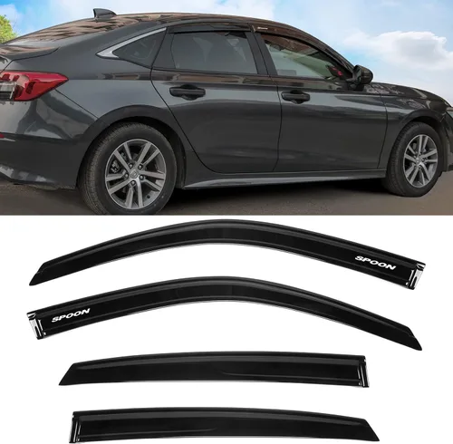 Vista 2 de EVPROXP Visor de ventana compatible con Civic Sedan 2022 de 4 puertas, deflector de ventilación de ventana lateral, teñido ahumado oscuro