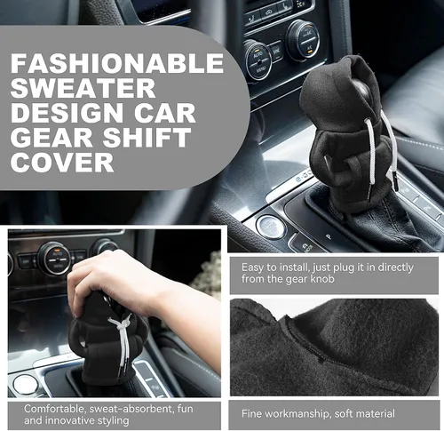 Vista 3 de SLLAK Funda de sudadera para palanca de cambios, sudadera universal para pomo de cambios, sudadera mini para cambio de marchas de coche, gadgets