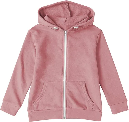 Vista 3 de Sidefeel Sudadera con capucha de manga larga con cremallera para niñas, abrigo casual con bolsillos 4Y-13Y