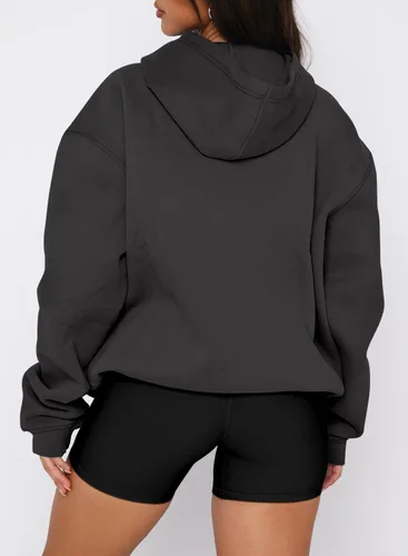 Vista 56 de onlypuff Sudadera casual con capucha para mujer, de manga larga, con bolsillo de canguro, hombro caído