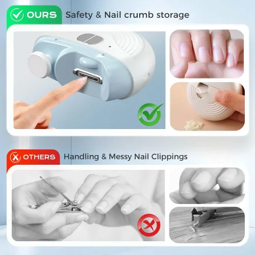 Vista 3 de Cortaúñas eléctrico inteligente para adultos mayores, 3 velocidades de potencia fuerte, recortador automático de uñas con pulidor, luz