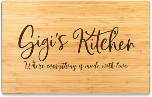 Vista 7 de Andaz Press Tabla de cortar grande de madera de bambú, 17.75 x 11 pulgadas, Aunt's Kitchen Where Everything is Made With Love, 1 paquete, tabla