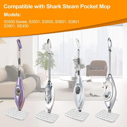Vista 2 de Paquete de 6 almohadillas de repuesto para trapeador de vapor compatibles con Shark Steam Pocket Mop S3501 S3550 S3601 S3801 S3901 SE450 S3601D