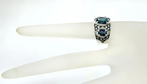 Vista 5 de RB Gems - Anillo de plata de ley 925 (5 quilates, acabado rodiado, estilo 3 piedras)