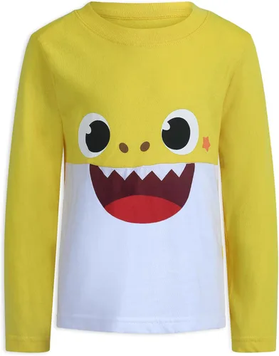 Vista 2 de Nickelodeon Baby Shark - Conjunto de camiseta y pantalón deportivo de manga larga para bebé, niños pequeños y niños pequeños, azulamarillo