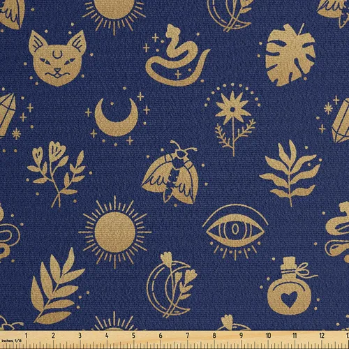 Vista 31 de Ambesonne The Yard, tela de gamuza sintética tradicional americana por The Yard, Garden Feel Moths Bellotas Hojas Magic Forest Concept Art
