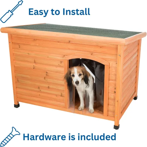 Vista 4 de Trixie Productos para mascotas Puerta de plástico para Caseta de perro de techo plano , plástico claro