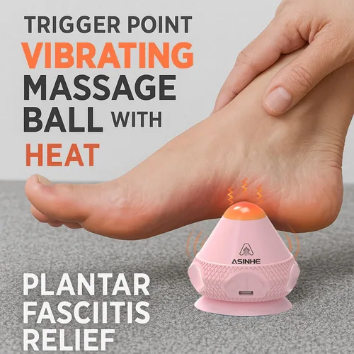 Vista 2 de VibeHeat Mini - Bola de masaje vibratoria calentada con base de succión, 2 modos de calor y 2 modos de vibración, masajeador de punto de activación