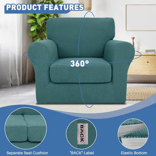 Vista 4 de JIVINER 2 piezas, fundas para sillón para sala de estar, fundas elásticas para silla, con 1 funda de cojín de asiento, funda gruesa, ajustable
