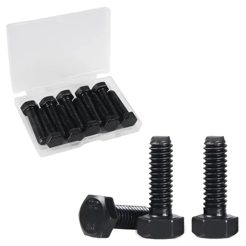 Vista 13 de Tornillos hexagonales M6, pernos de cabeza hexagonal M6-1.0 x 16mm, acero al carbono Grado 8.8, acabado de óxido negro, rosca completa, pernos