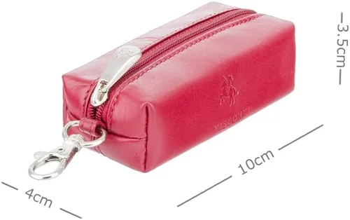 Vista 5 de Visconti MZ18 Monza - Llavero de piel auténtica con cremallera, Rojo -, Visconti Mz18 Monza - Llavero de piel auténtica con cremallera