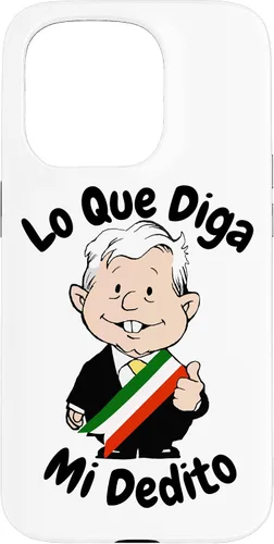 Vista 14 de Funda para iPhone 16 Lo Que Diga Mi Dedito Divertida Caricatura AMLO Amlito México 4T