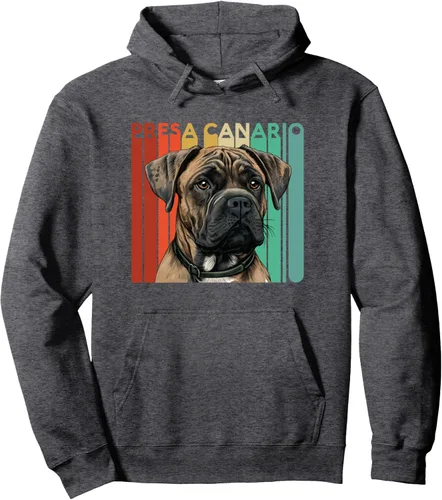 Vista 5 de Presa Canario Dog Retro Dad Papa Pet Lover Cute Paw Mama Mom Pullover Hoodie
